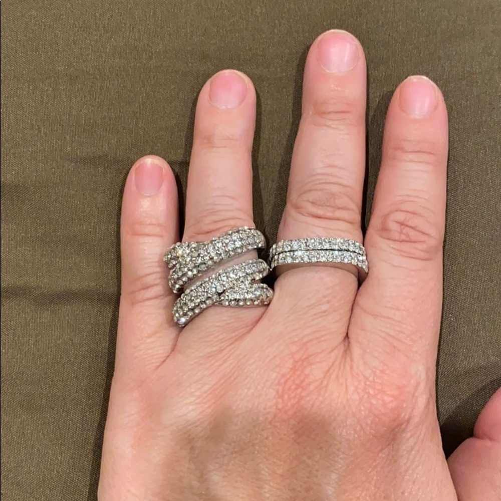 Sparkly 3 silver rings- new, never worn